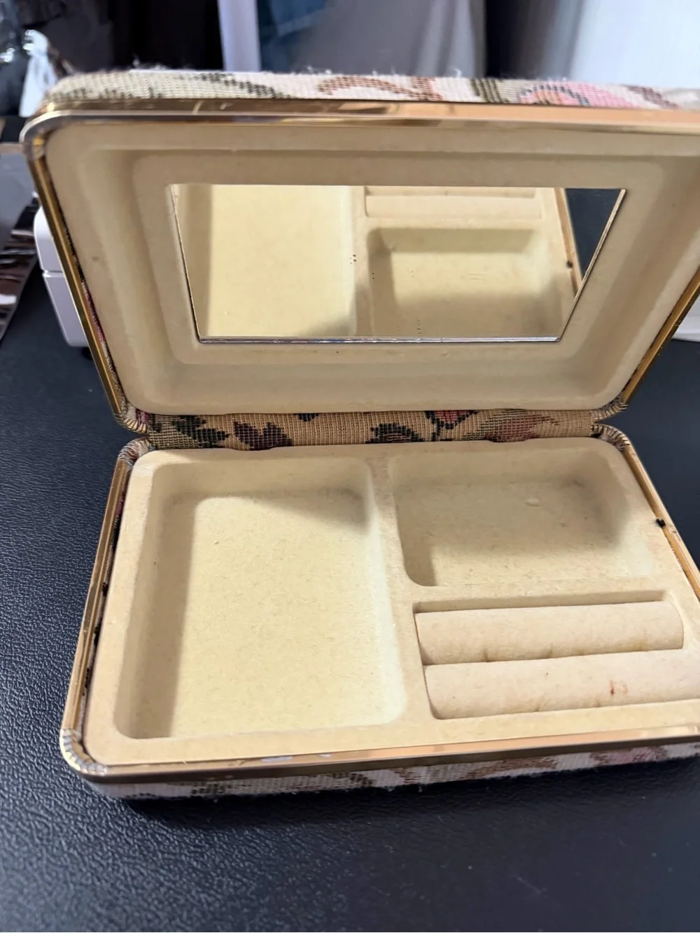 Vintage Floral Tapestry Jewelry Case